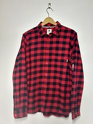 Element Shirt Men's Medium Black Red Checked Plaid Flex Skateboard Cotton Adult • £16.99