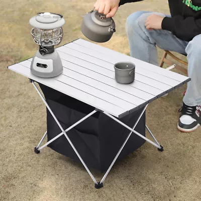Folding Camping Table Portable Picnic Table Outdoor Stall Table Aluminium Frame • £17.95
