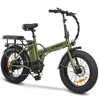 20  Green 750W Electric Folding Bicycle Fat Tire Snow Beach City 7 Speed Ebike • $688.99