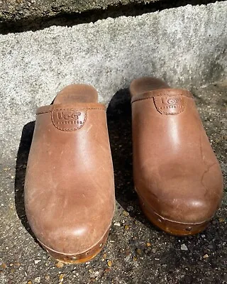 Ugg Australia Leather Mule Clogs Tan Leather Size 4 VGC • £17