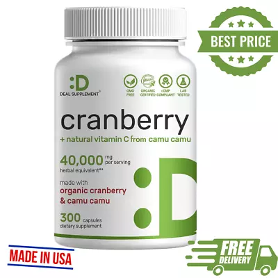 Cranberry Pills W/ Vitamin C Max Strength 40000mg Urinary Tract Support 300 Caps • $19.95