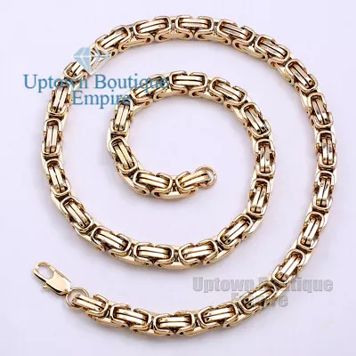 18-36  Gold Men's Stainless Steel 4mm Square Byzantine Chain Necklace C1 • $17.19