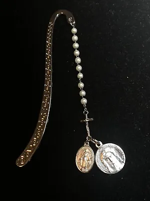 Holy Face Of Jesus Imitation Pearl Rosary Bookmark - Veronica's Veil • $10.50