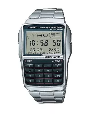 Casio DBC-32D-1A Databank Calculator Illuminator Stainless Steel Men Watch • $67.99