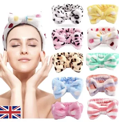 Big Bow Soft Fleece Spa Hair Band Wrap Headband For Make Up Bath Facial Yoga • £3.29