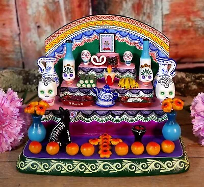 Lg Day Of The Dead Traditional Altar Handmade & Painted Puebla Mexican Folk Art • $165