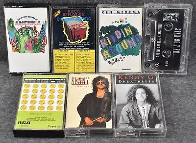 Lot Of 7 Rock & Jazz Music Cassette Tapes Kenny G Elvis Star 98.7 Ken Medema • $24.50