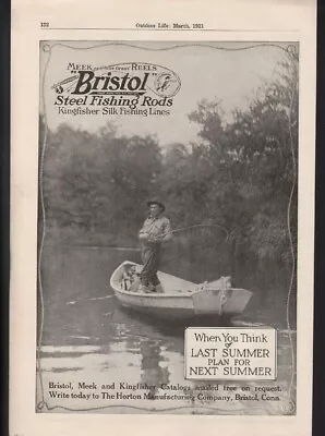 1921 Bristol Meek Kingfisher Sport Rod Horton Boat Lake Water Outdoor Ad21926 • $24.95