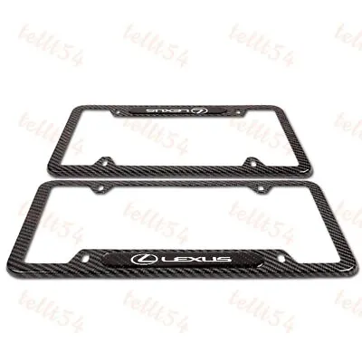 Black Carbon Fiber Stainless Steel  License Plate Frame Black New For Lexus 2PCS • $29.69