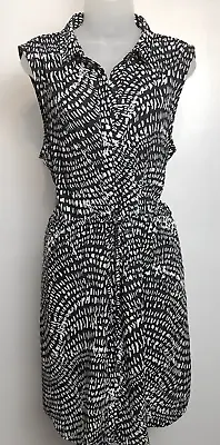 Mossimo Women's XL Dress Black Check Sleeveless Button Down Waist Tie Dressy • $22.50