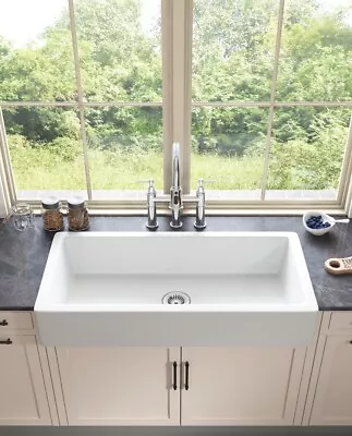 White Farmhouse Sink Undermount Apron Front Farm Sink Undermount Farmhouse Kit • $479.99