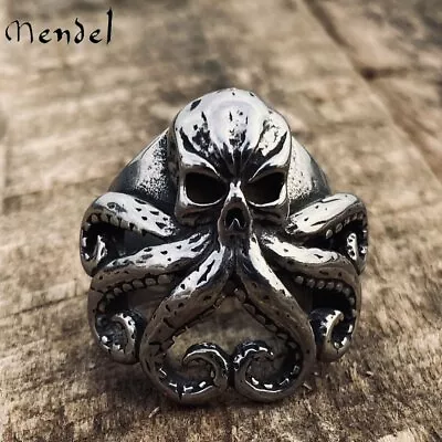 MENDEL Mens Stainless Steel Biker Nautical Octopus Tentacle Ring Men Size 7-15 • $13.99