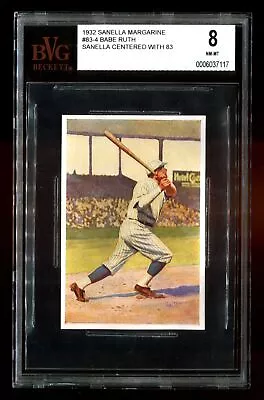 *RARE* 1932 Sanella Margarine #83 Babe Ruth Type 1 - Sanella Centered BVG 8 • $6995