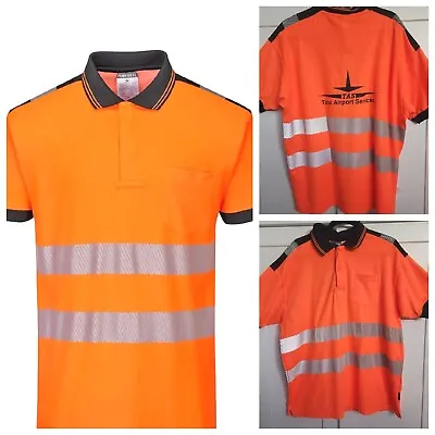 Portwest PW3 Hi-Vis Short Slv Polo XL Shirt Contrast Orange Fluorescent Stripe • $19.85