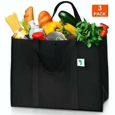 3pcs Large Reusable Grocery Bag Foldable Shopping Tote Heavy Duty Storage Bags • $13.99