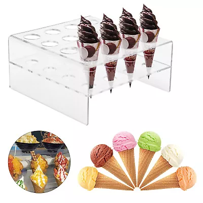 16-Slot Acrylic Ice Cream Cone Holder Chip Cone Holder Counter Top Display Stand • £9