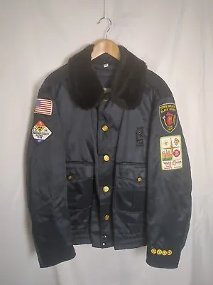 Vintage Wisconsin Hazmat Fire Dept. Jacket  Men's 48L Faux Fur Collar • $69.95