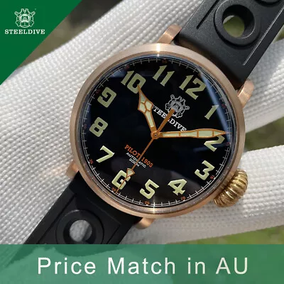 Steeldive SD1903S Pilot Montre D’Aeronef NH35 Lume Bronze 200m Diving BNIB • $399