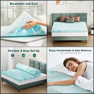Memory Foam Mattress Topper 2 Inch Thick Gel Infused Cooling Pad Twin Size Bed • $42.48