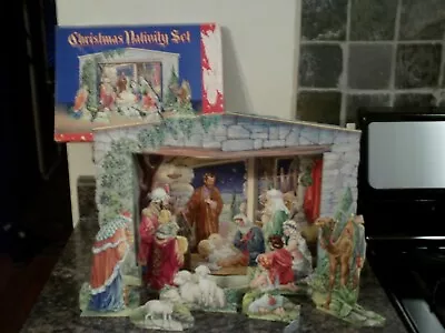 Vintage 1950's Cardboard Christmas Nativity Set--Complete • $10