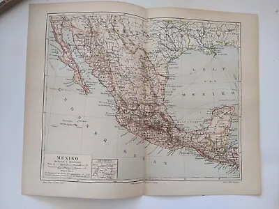 1894 Map Of Mexico  Original Antique Print California • $2.99