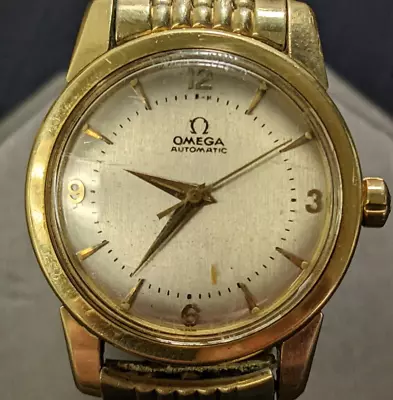 1956 Omega Cal.501 Original 14K Gold Case Marked 352 Auto 20 J Watch G.F. Band • $2245.50