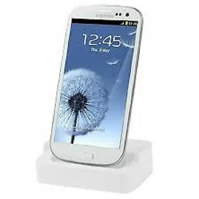 Desktop Charger & Sync Docking Station Cradle For Samsung Galaxy SIII S3 WHITE • £6.50