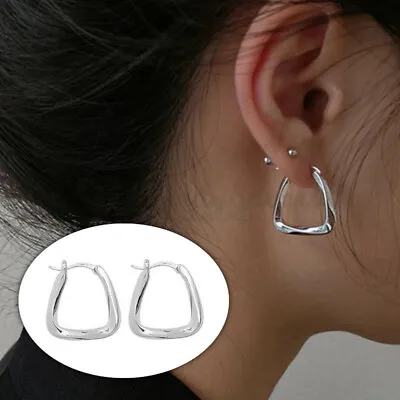 Hypoallergenic 925 Sterling Silver Filled Twisted Triangle Hoop Fashion Earrings • £3.99
