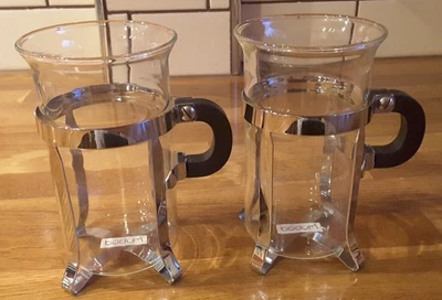 £15 • Buy Vintage Bodum Bistro Chambord Glass French Press Coffee Cups Mugs Chrome Tall