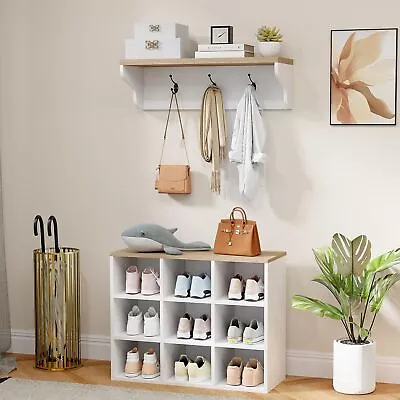 Hall Tree With Bench And Shoe Storage Entryway Bench With Storage And Coat Rack • $102