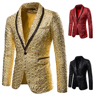 Mens Formal One Button Blazer Coats Party Wedding Outwear Prom Dress Suit Jacket • $45.14