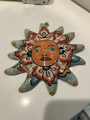 Vintage Hand-Painted Mexican Ceramic Sun Mask Wall Art Hanging Folk Art 61/2” • $18.99