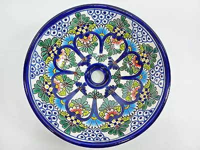 14  Round TALAVERA VESSEL SINK Mexican Handmade Ceramic Bathroom Basin Folk Art • $119