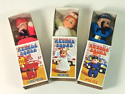 Vtg LOT 3x RESCUE SQUAD Mini Dolls In Matchbox - Policeman Fireman Nurse 33'' • $49.99