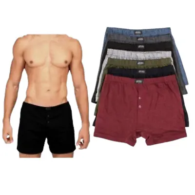 Mens Adults  Jersey Polycotton Trunks Hipster Button Fly Underwear Boxer Shorts • £5.49