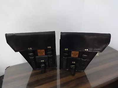 2 Saddlebags Motorcycle Vintage Look Leather Side Pouch Saddle Panniers Bags • $55.80