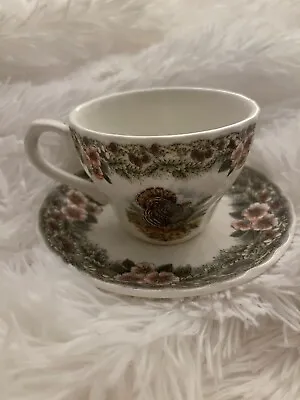 Myott Queens Turkey Thanksgiving Coffee/Tea Cup Saucer COLLECTIBLE! • $15