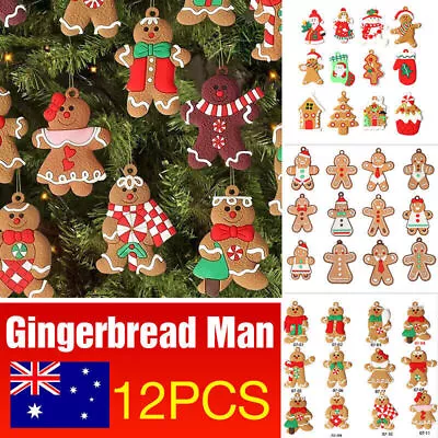 12PCS Gingerbread Man Christmas Tree Hanging Pendant Xmas Decor Ornament Gift AU • $11.10