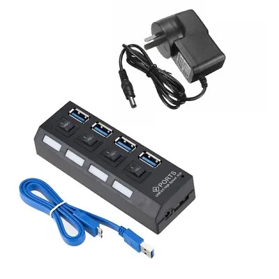 $17.99 • Buy For PS4/Slim/Pro Power Adapter 4 Ports USB Hub 3.0 High Speed Extension Switch
