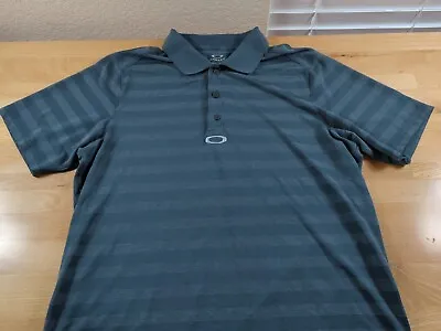 Oakley Men's Golf Polo Performance Poly Stripe Shirt Size Large Blue Gray • $14.99