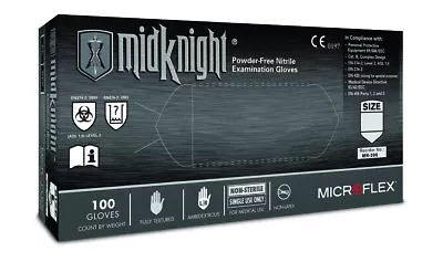 Mircoflex MK296M Midknight Disposable Nitrile Exam Gloves Medium (100/Box) • $24.02