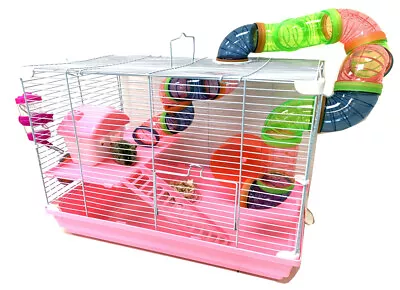 Pink 2-Levels Hamster Habitat Home Rodent Gerbil Mouse Mice Rats Guinea Pig Cage • $39.23