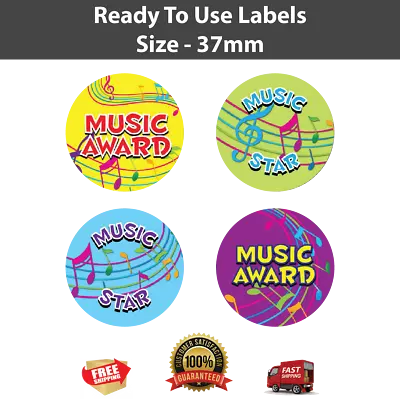 300 Music Awards Child Reward Stickers - Schools Learning Incentive Labels Tags • £4.99