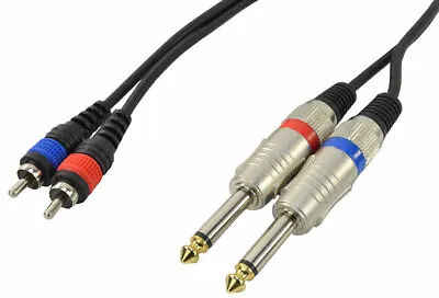 £5.95 • Buy Dual Phono RCA To 1/4 Inch (6.35mm) Jack Leads - Various Cable Lengths