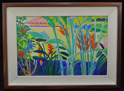 Colorful Tropical Island Oil Painting Heliconia Raiatea By Marina Sky Beebe • $195