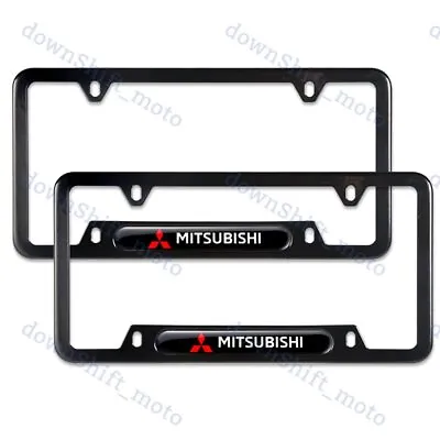 For 2PCS MITSUBISHI Black License Plate Frame Stainless Steel Metal New • $18.88