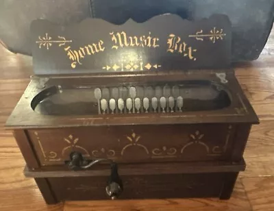 Antique Home Hand Crank Roller Organ Music Box W/ Cob. Working And Excellent Box • $249