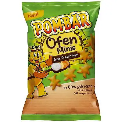 £77.99 • Buy 12x80g Pom-Bär Bear Minis Sour Cream Oven Baked Potato Crisps Snacks Packs 