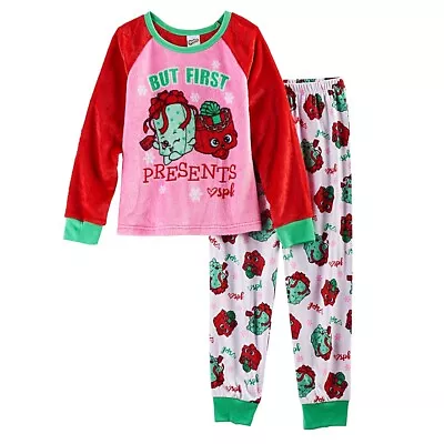 Shopkins Pajamas Girls Size 8-10-12 Winter Christmas Holiday Fleece Set NEW NWT • $23.95