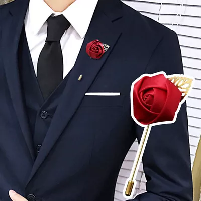 1PC Floral Corsage Rose Lapel Pin Brooch Suit Flower Wedding Pins Accessories • £2.27